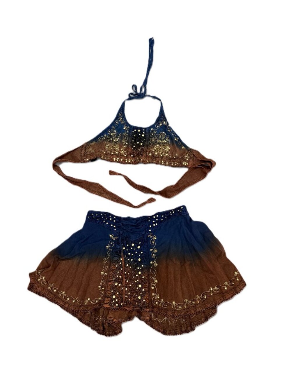 UPCYCLED ombre sequin-embellished top miniskirt beach coverup set